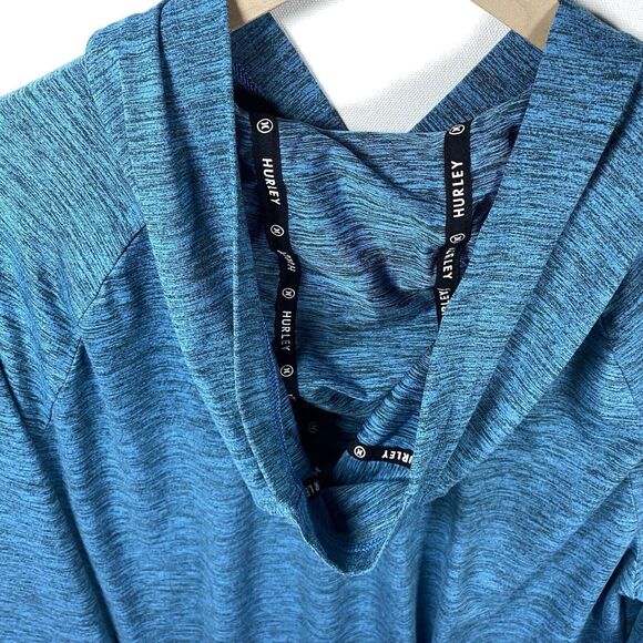 Hurley Men XXL Lightweight Long Sleeve Stretch Pullover Hoodie T Shirt Blue Teal - Picture 6 of 7